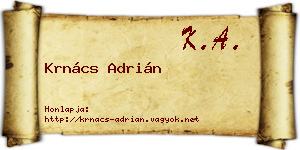Krnács Adrián névjegykártya